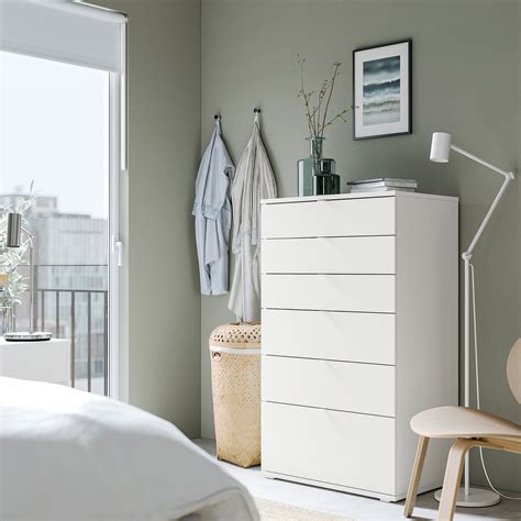 VIHALS chest of 6 drawers, white/anchor/unlock-function, 70x47x120 cm ...