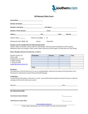 RX Manual Claim Form - Blank Fillable Template | Fill Out, Print ...