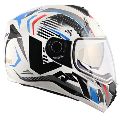 Vega Ryker D/V Attic White Blue Helmet | Shop Helmets at BIKERSTORE.IN ...