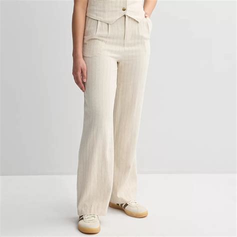 Juniors' SO® Curvy Fit Striped Wide Leg Linen Trousers