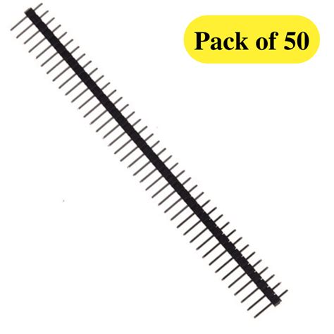 Buy 40x1 Pin 2.54mm Single Row Straight Male Pin Header Strip (Pack of ...