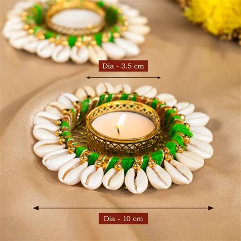Decorative Cowrie T-Light Candle Holder for Festive Decor | The Zappy Box