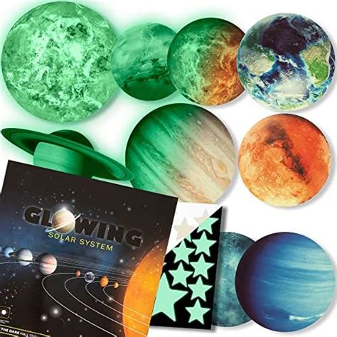 LIDERSTAR Astronomy Glow in The Dark Stars and Planets, Bright Solar ...