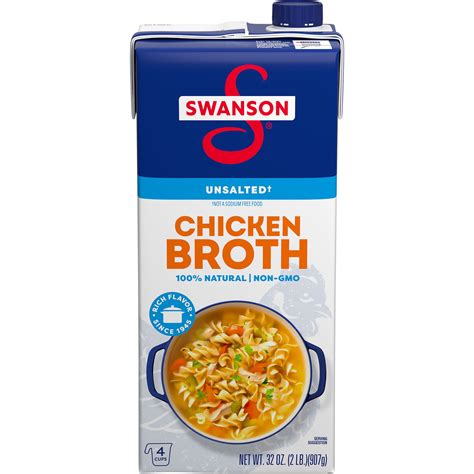Swanson 100% Natural, Low Sodium, Fat-Free Unsalted Chicken Broth with ...