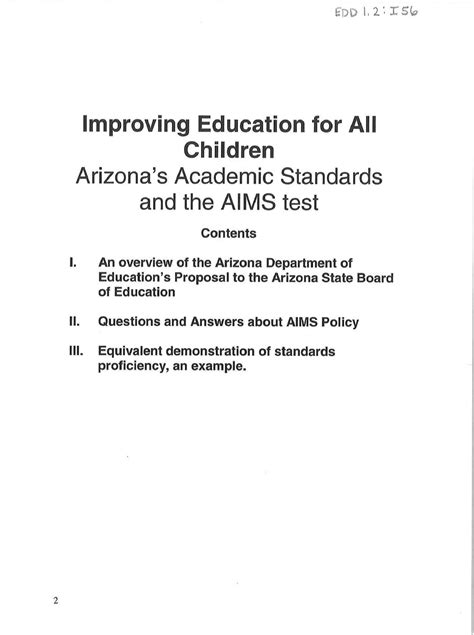 Improving education for all children : Arizona's academic standards and ...