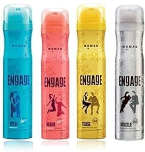 Buy Engage Body Spray Combo Spell, Blush, Tease, Drizzle For Women 150 ...