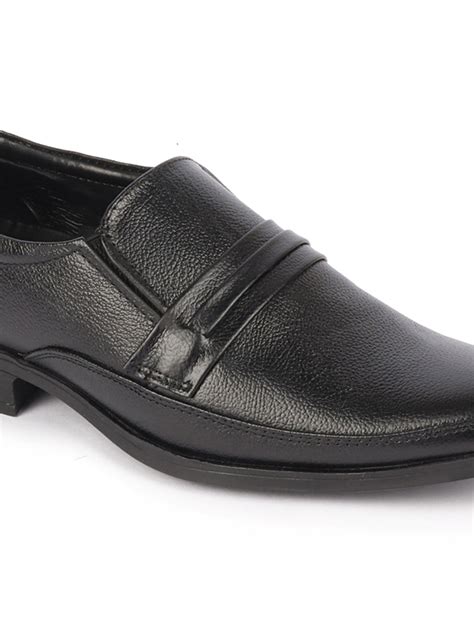 Shop Black Formal Slip On Shoes of Genuine Leather - Fausto
