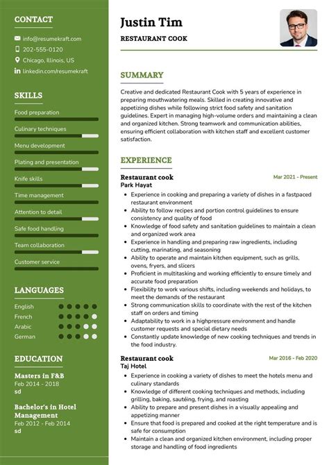 Image result for Cook Resume Sample