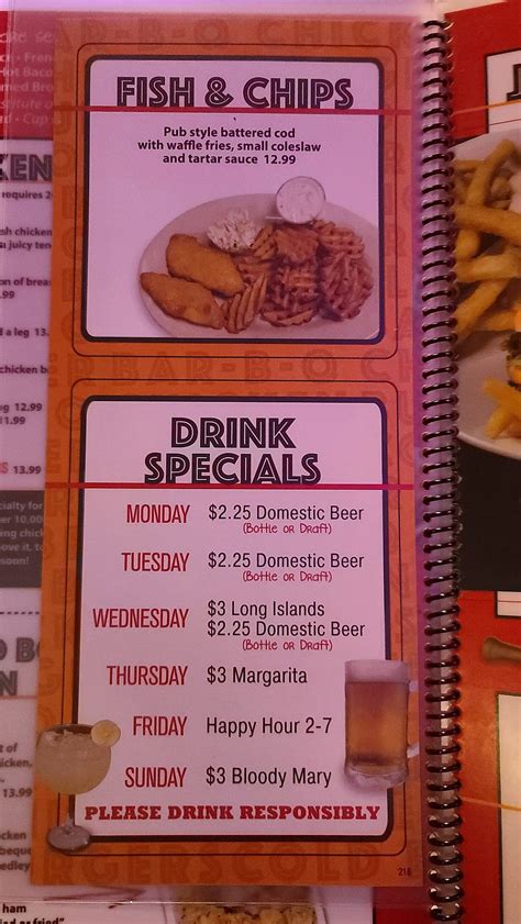 Menu at Ron's Roost restaurant, Cincinnati