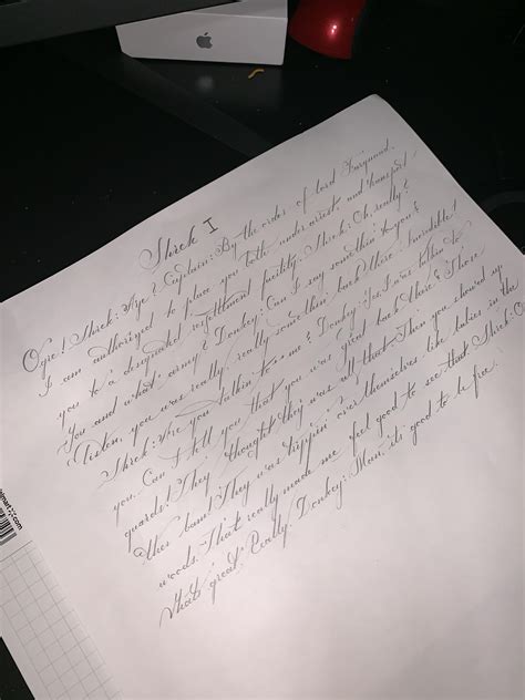 I wrote part of the Shrek Movie script for some reason. : r/Handwriting