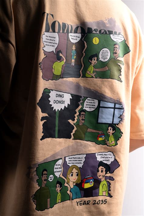 Beige Unisex Oversized T-Shirt | 3D Puff Graphic | Comic Back | Premiu ...