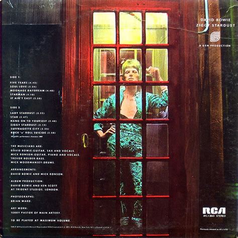 Back of Bowie's Ziggy Stardust album | Ziggy stardust album, Ziggy ...