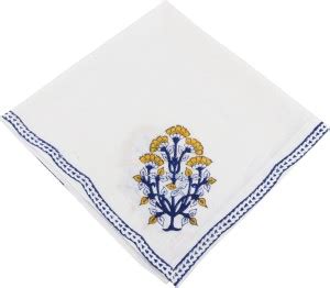 Indha Craft White Colour Cotton Hand Block Printed Dining Table Napkin ...
