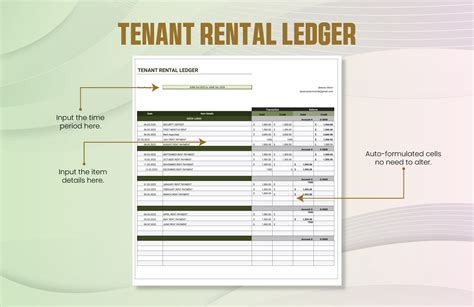Tenant Rental Ledger Template in Excel, Google Sheets - Download ...