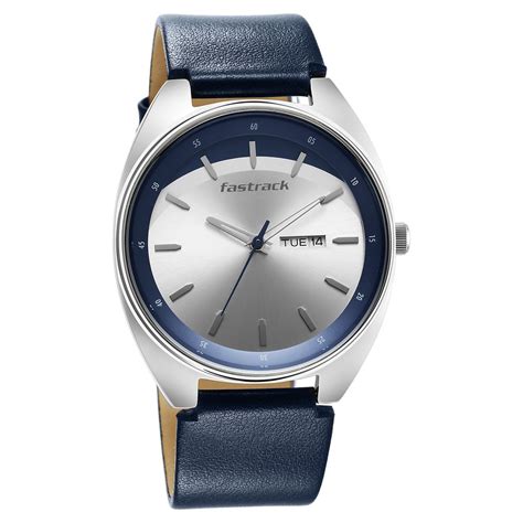 Buy Online Fastrack Snob X Silver Dial Leather Strap Watch for Guys ...