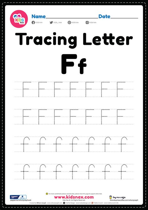 Tracing Letter F Alphabet Worksheet - Free Printable PDF