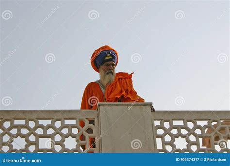 A Sikh Dressed in Orange Robes - Delhi Editorial Photography - Image of ...