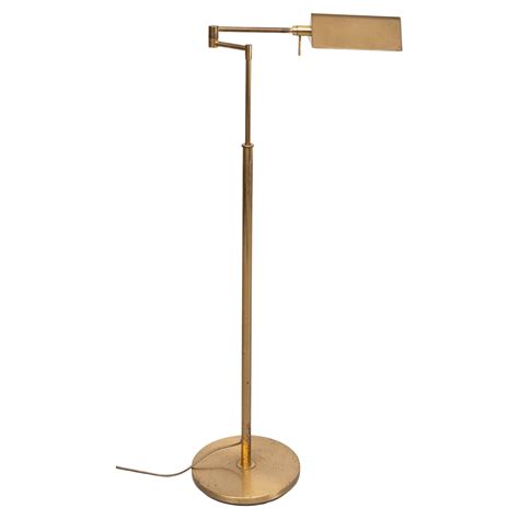 Brass swing arm Floor lamp with shade .1970s Germany For Sale at 1stDibs