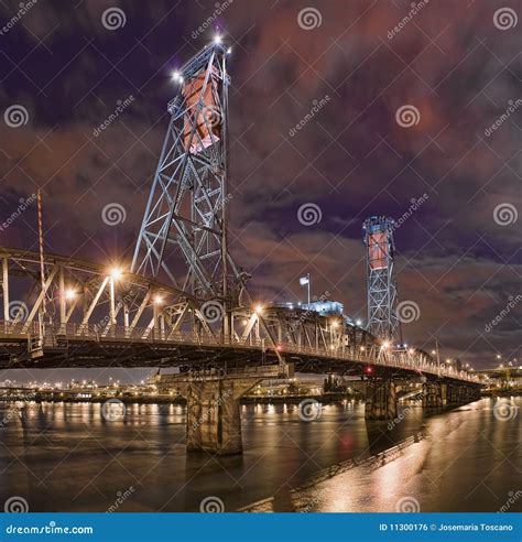 Night Scene of Steel Bridge. Portland, Oregon. Stock Photo - Image of ...