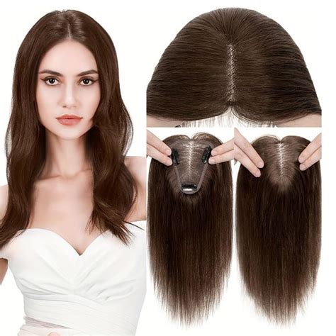 Pelo 3 Clip Silk Base Hair Topper/Closure| Middle Partition Hair Topper ...