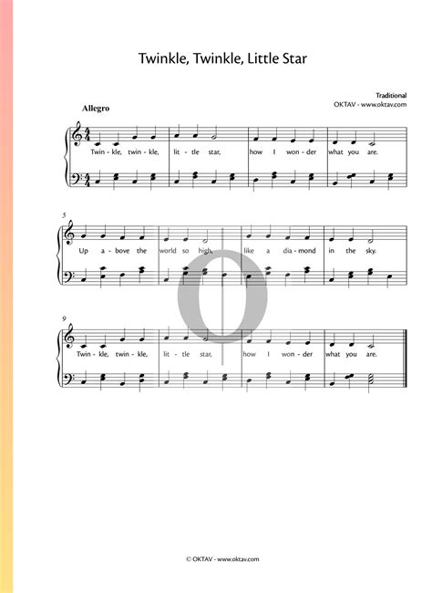 Twinkle, Twinkle, Little Star (Anonymous) Piano Sheet Music - OKTAV