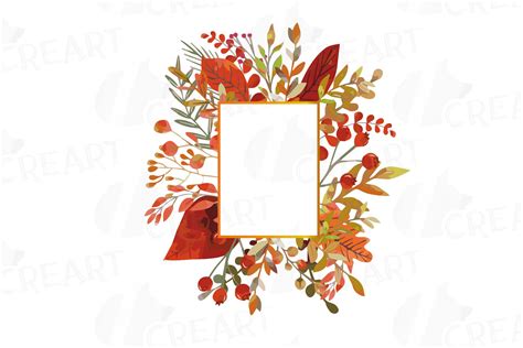 Autumn frames watercolor clip art pack, fall design borders (148460 ...