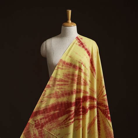 Yellow Shibori Tie-Dye Pure Mul Cotton Fabric