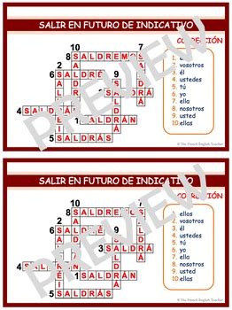 SALIR en FUTURO DE INDICATIVO - crossword / criss cross puzzle ...