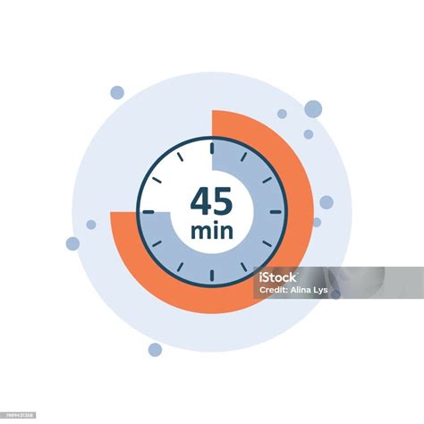Cartoon Clock Icon Vector Illustration 45 Min Timer On Bubbles ...