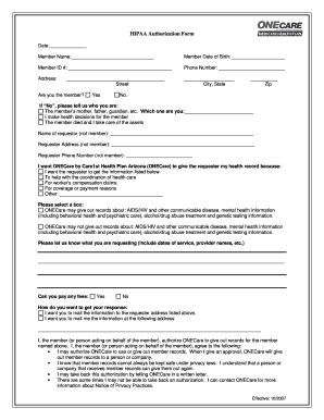 Fillable Online HIPAA Authorization Form - Care1st Health Plan Fax ...