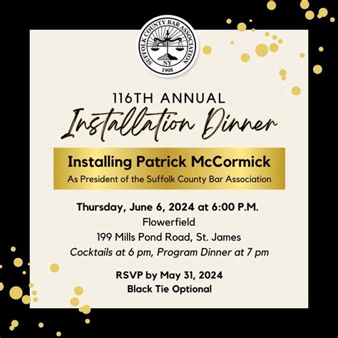 Suffolk County Bar Association on LinkedIn: You’re invited to the SCBA 116th Annual Installation ...