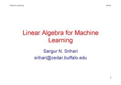 Machine Learning (ML) Linear Algebra Concepts and Applications - Studocu