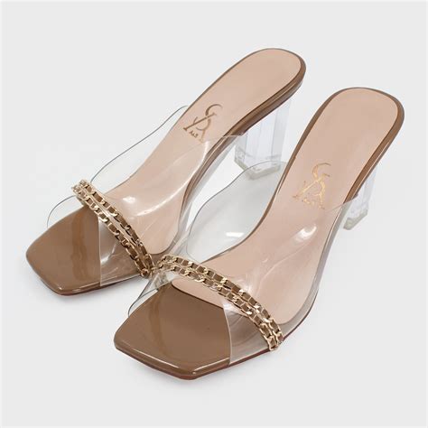 Interwined Chain Detail Vinyl High Heels