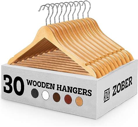 Zober Wooden Suit Hangers 30 Pack with Non Slip Pants Bar - Smooth ...