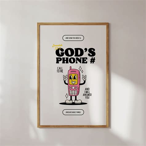 God's Phone Number Retro Christian Poster, Trendy Bible Verse Wall Art ...