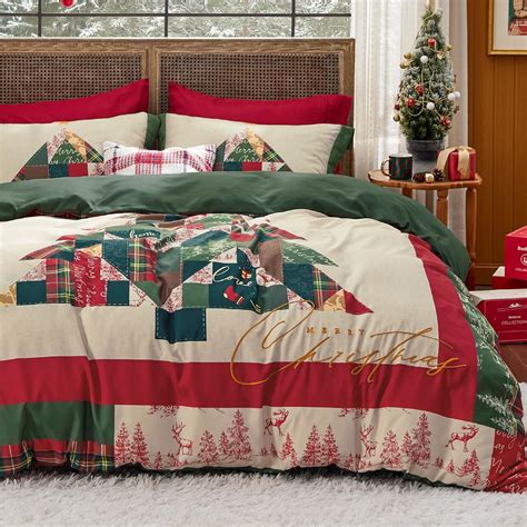 Bedsure Christmas Duvet Cover Queen Size- Holiday Bedding Set Featuring ...