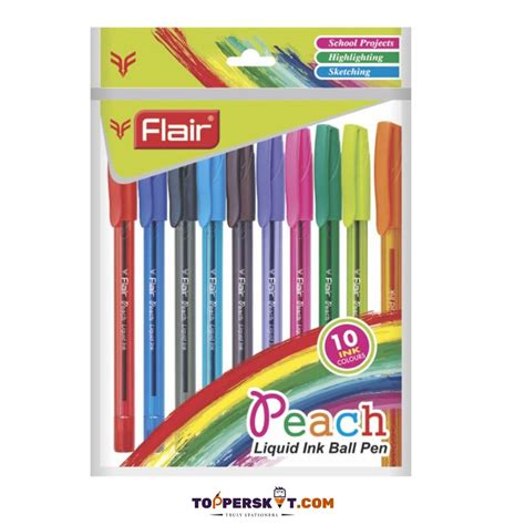 Flair Peach Liquid Ink Colour Ball Pen Set ( Pack of 10 ) – Topperskit LLP
