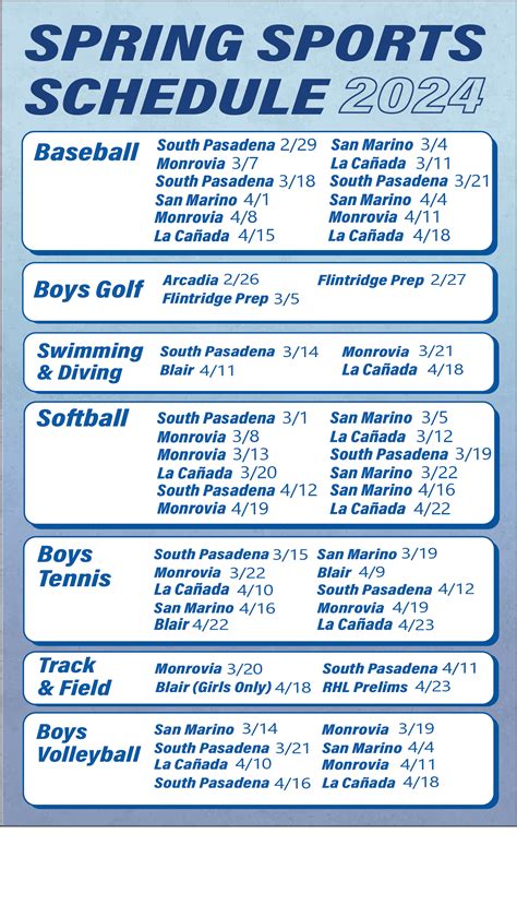 Spring sports schedule 2024 – TCHS Rampage