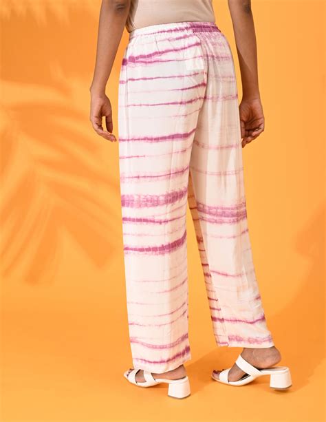 MABA Silk Crepe Shibori Trousers - Purple, White – Maba India