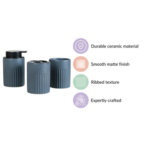 Slate Blue Ceramic Bath Set Of 3 Online - Premium Bath Set | Nestasia