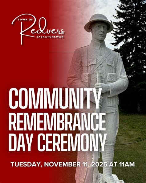 Vertical Remembrane Day Ceremony Ad 2025 - Redvers, Saskatchewan