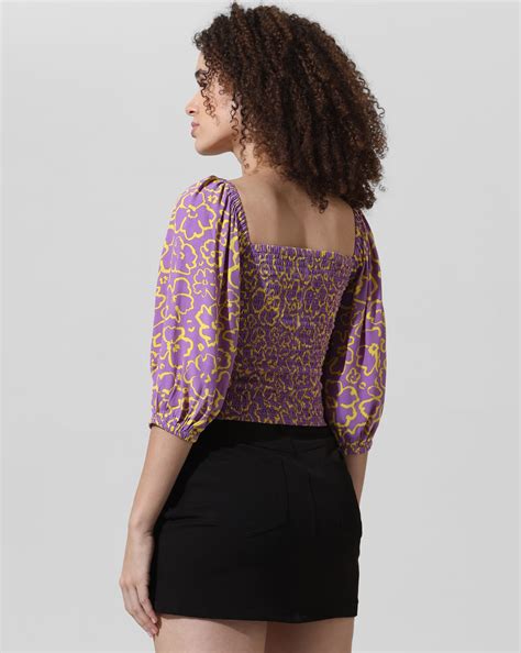 Purple Abstract Print Top