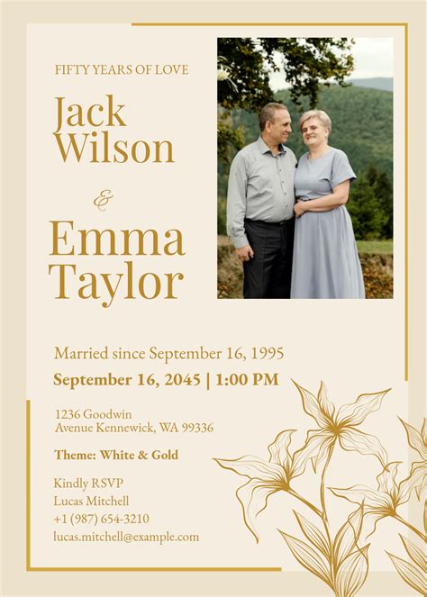 Free Creative 40th Wedding Anniversary Invitation Template to Edit Online