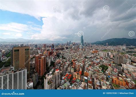Aerial Panorama Wide Angle View Over Taipei, Capital City of Taiwan ...