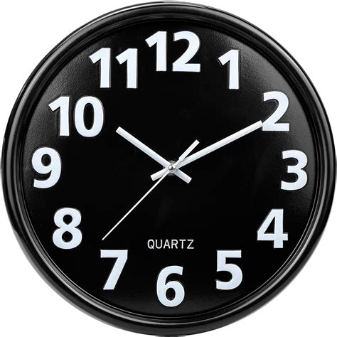 Plumeet 12'' Wall Clock, Battery Operated Wall Clocks Silent Non ...