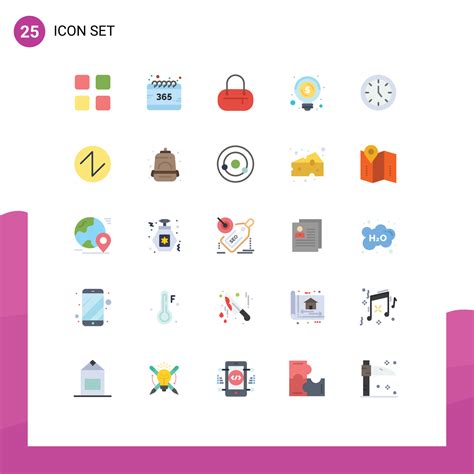 25 Universal Flat Color Signs Symbols of time furniture bag clock idea Editable Vector Design ...