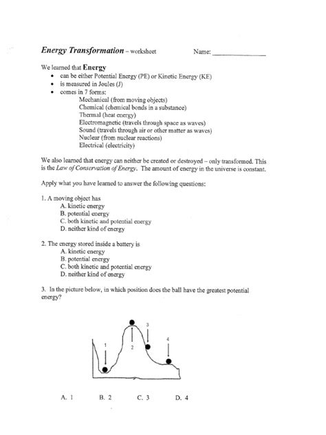 Energy Transformation Worksheet Key 的图像结果