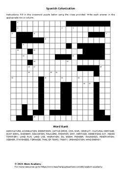 Crossword Puzzles for History of Oklahoma ANSWER KEY INCLUDED ...