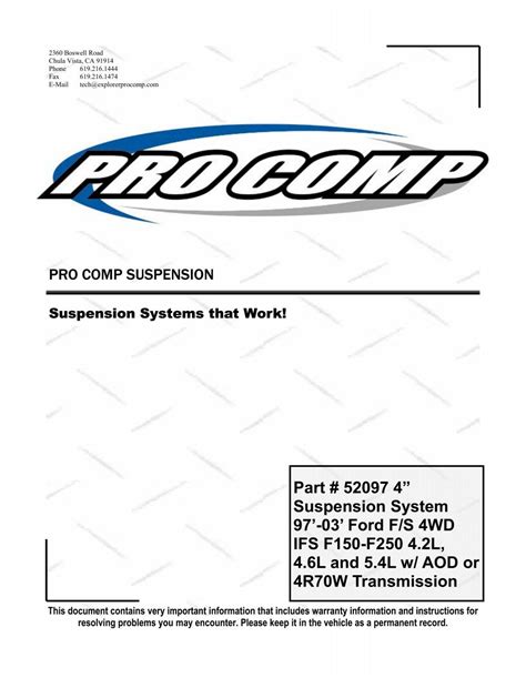 Installation Instructions - Pro Comp Tires