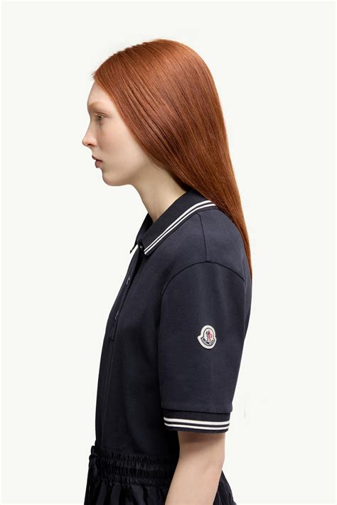 Navy Blue Cotton Piquet Polo Shirt Dress - Dresses for Women | Moncler US